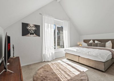 Schlafzimmer Seitenansicht Ferienhausträume Bodensee Apartm. mit Dachterrasse