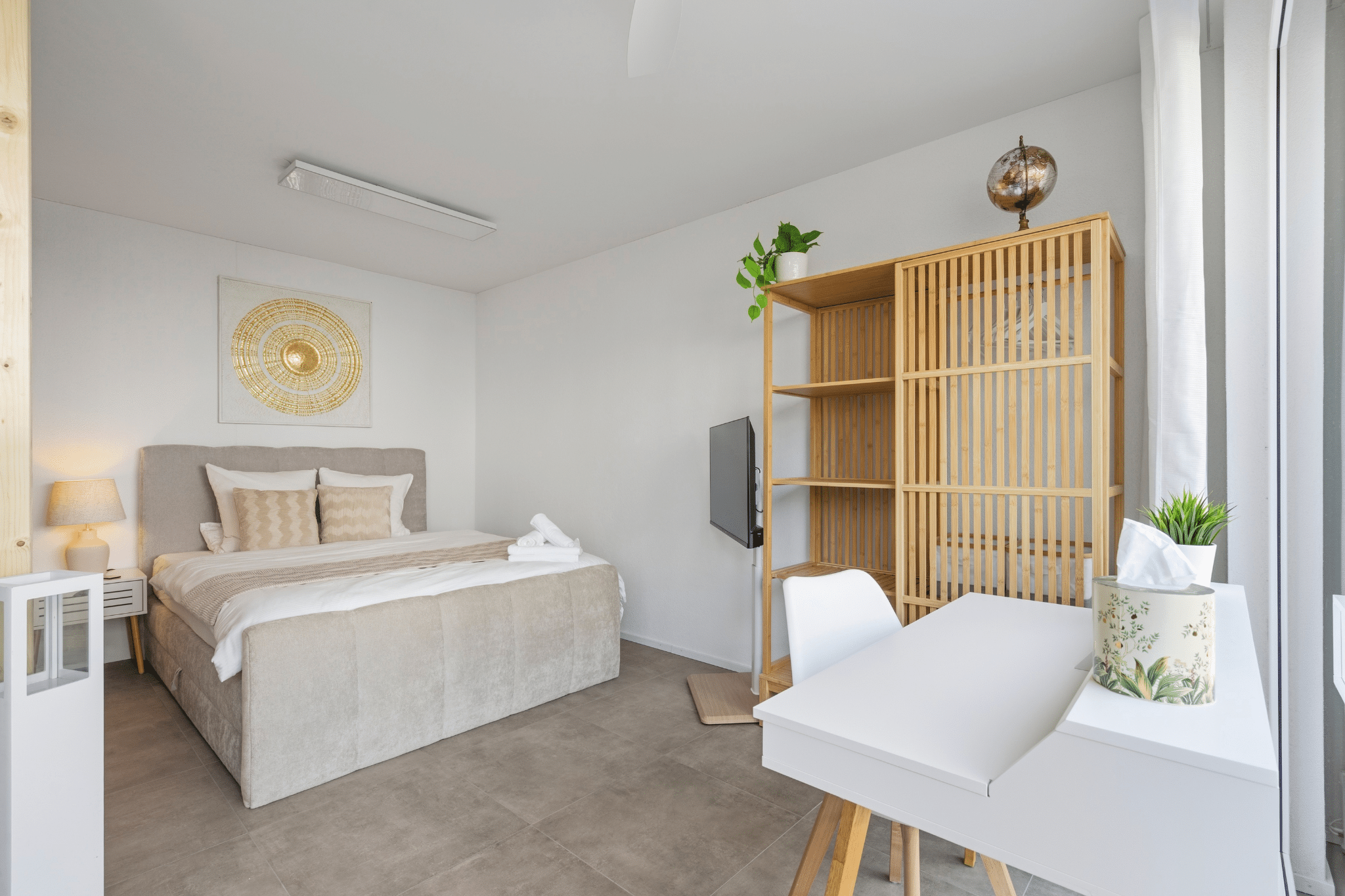 Ferienhausträume Bodensee Bergstrassen Gartenapartement Doppelbett