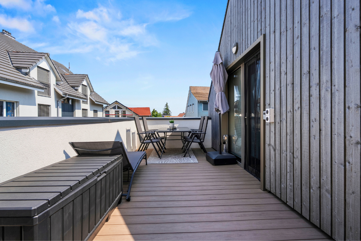 Terrasse Ferienhausträume Bergstrasse DG Apartment am Bodensee klein